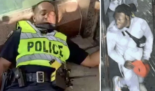 Crowd laughs after officer knocked unconscious in West Baltimore – police looking for man who did it